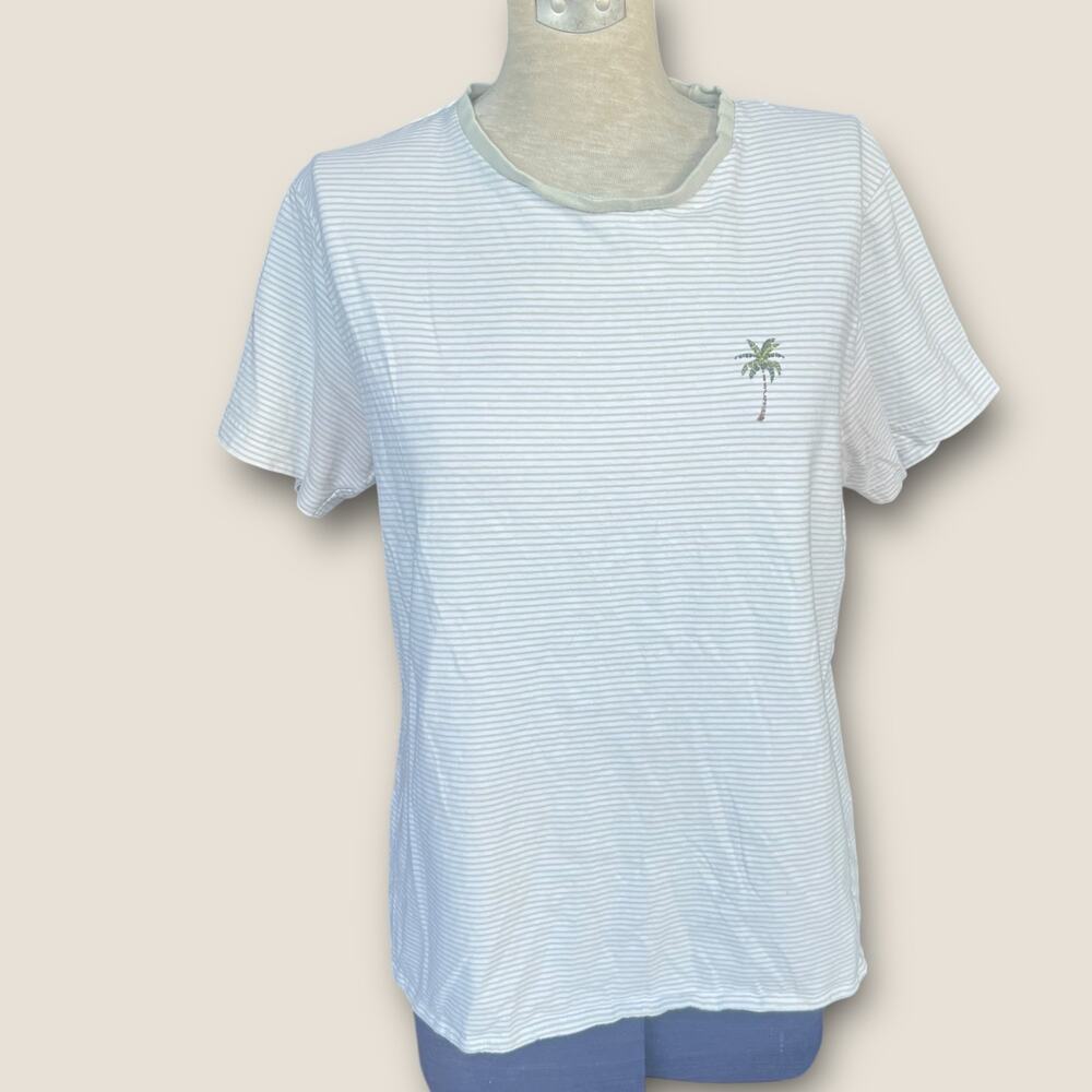Denim & Flowers Striped Palm Tree Shirt